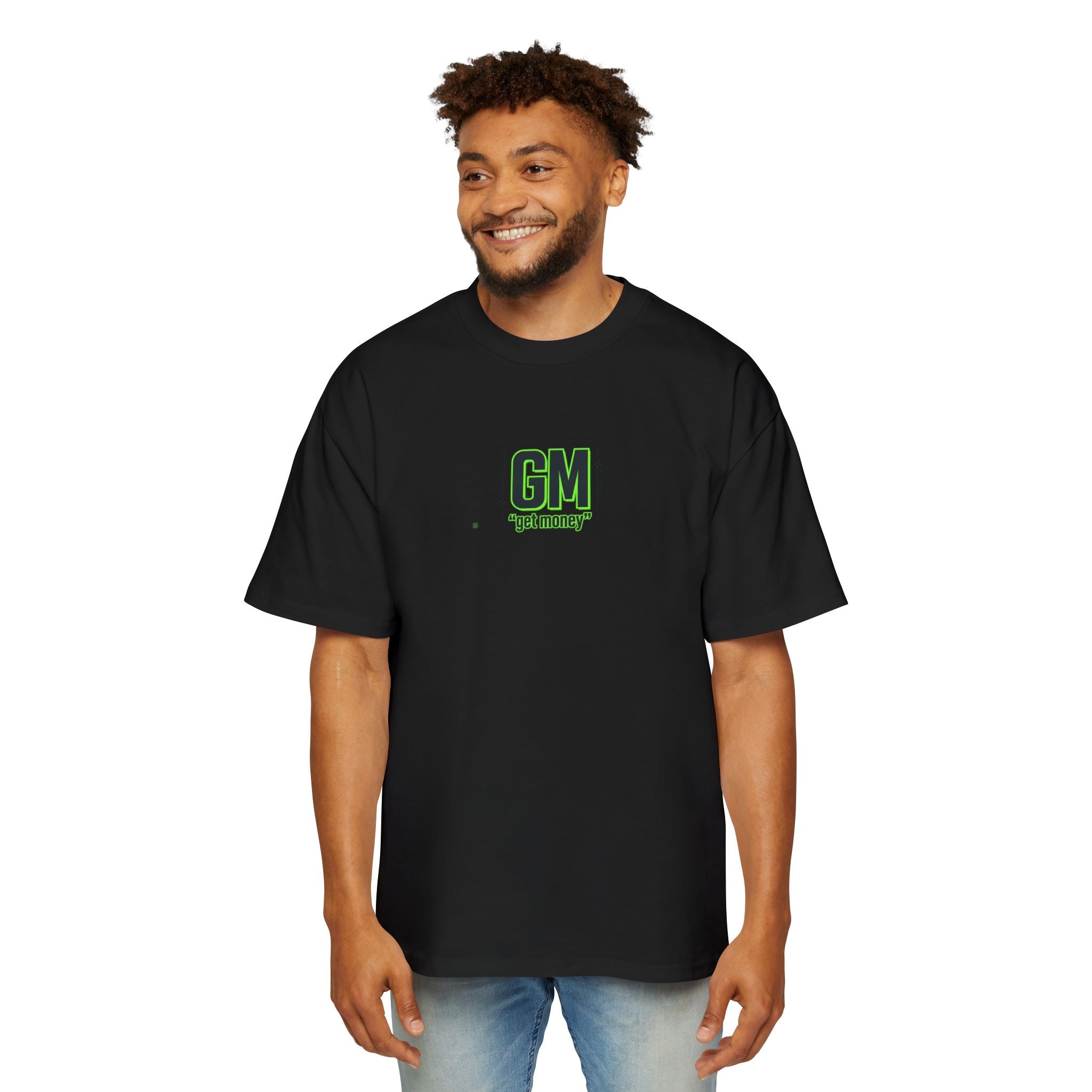 Green Heart Tee — 'GM (got money)' Graphic T-Shirt