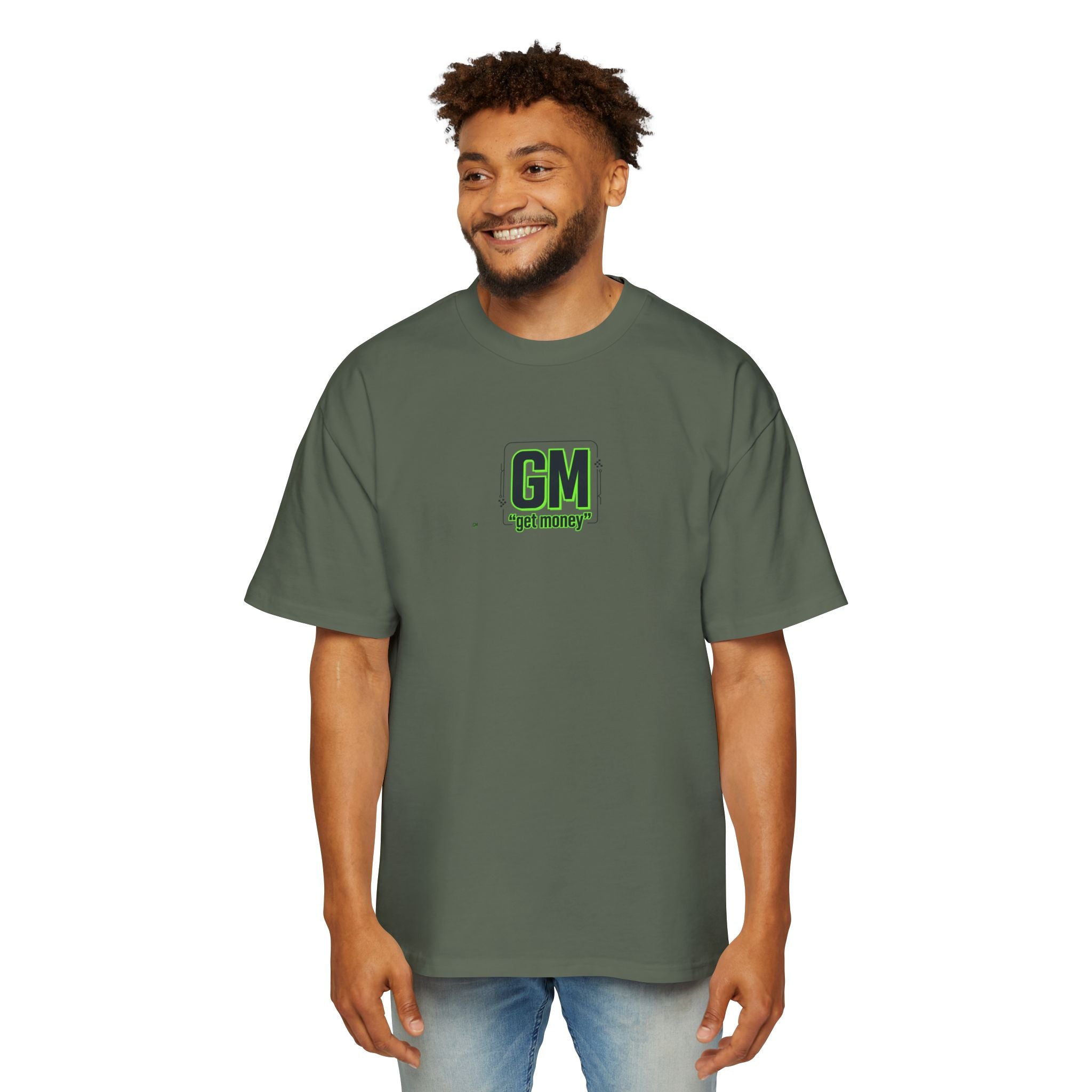Green Heart Tee — 'GM (got money)' Graphic T-Shirt
